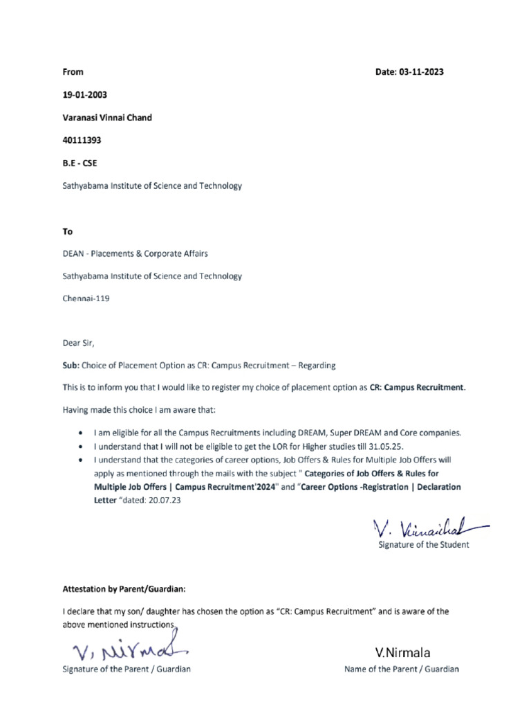 Declaration Letter | PDF