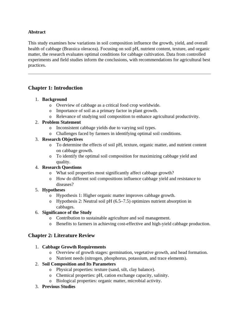 Soil Composition Effects on Cabbage Growth | PDF | Soil | Cabbage