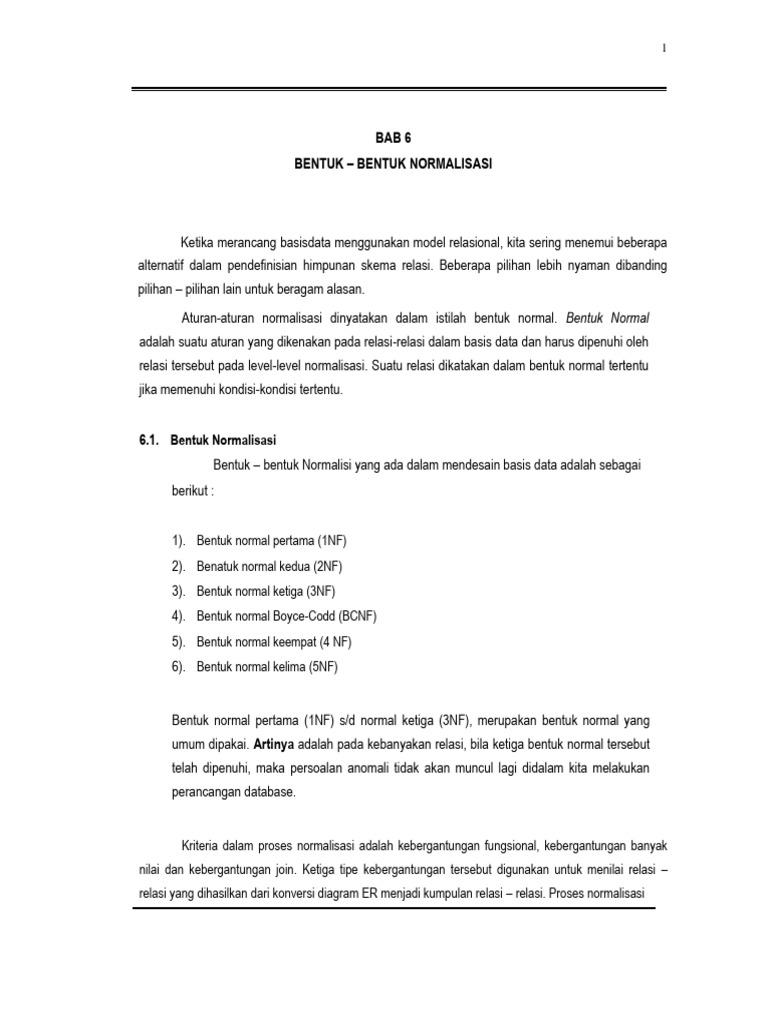 Bentuk-Bentuk Normalisasi Basis Data | PDF