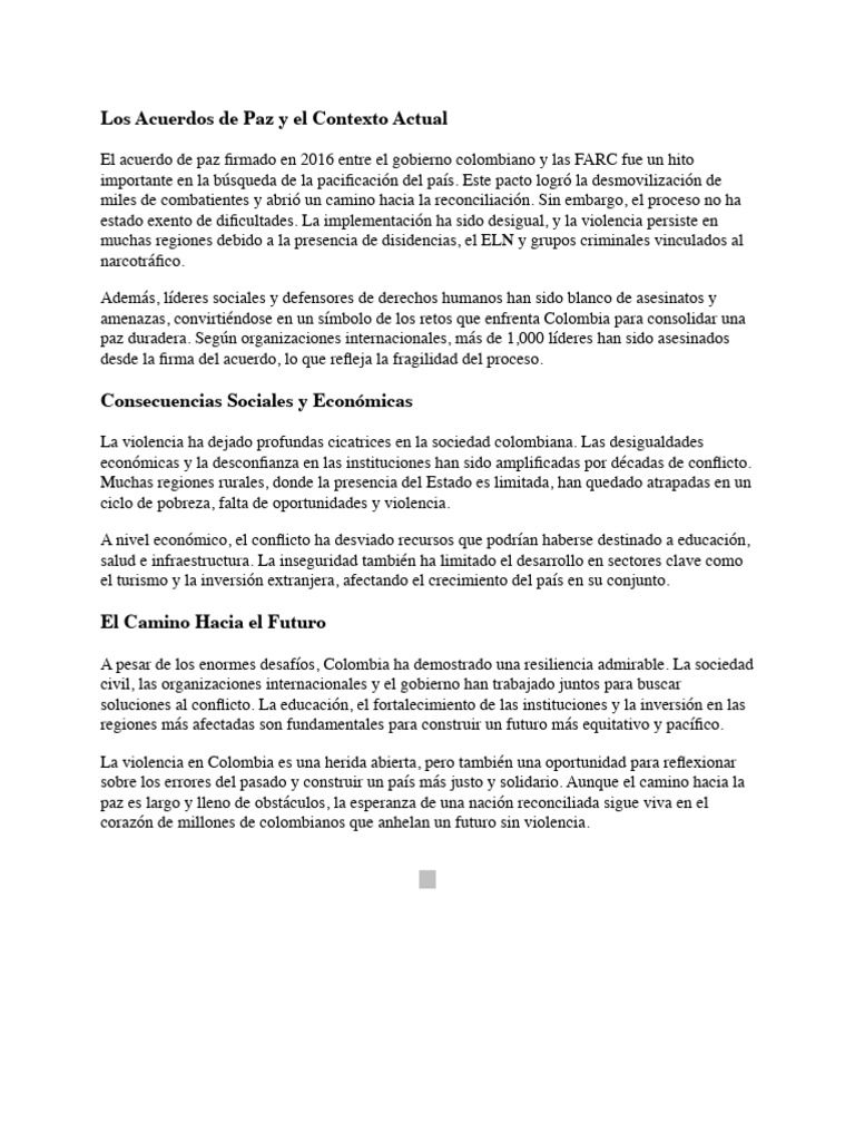 Retos y Esperanzas de la Paz en Colombia | PDF
