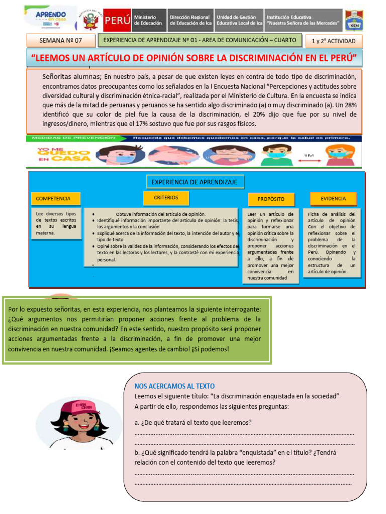 Reflexionemos sobre Discriminación | PDF | Experiencia | Discriminación
