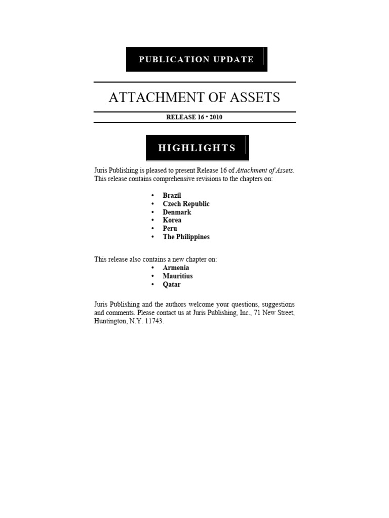 Attachment of Assets: Release 16 Overview | PDF | Judgment (Law ...