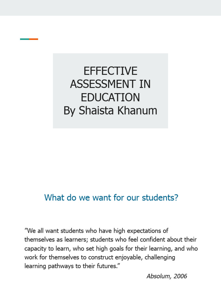 Effective Assessment in Education | PDF | Cognitive Science | Human ...