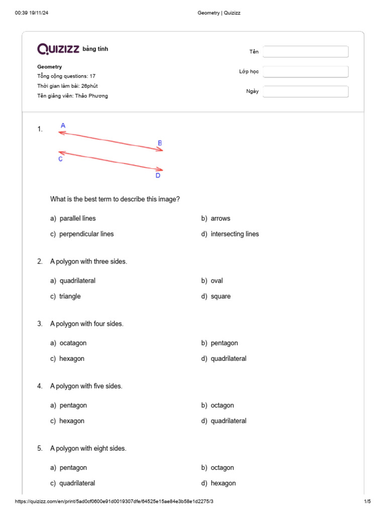 Quizizz - Geometry | PDF | Shape | Rectangle