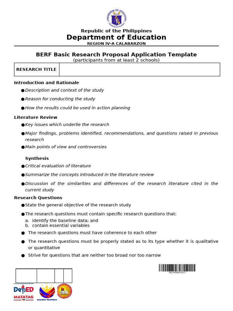 Basic Research Proposal Template | PDF | Methodology | Sampling ...