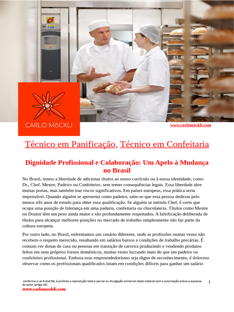 Valorização do Padeiro e Confeiteiro no Brasil | PDF | Pães | Padaria