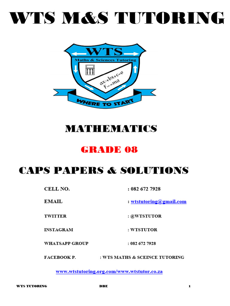 Grade 8 Math CAPS Papers & Solutions | PDF