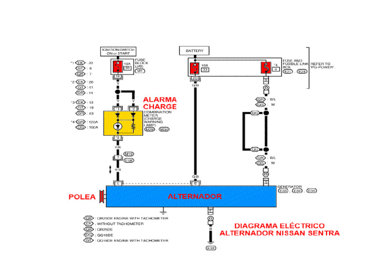 Diagrama Electrico Alterndornissan Sentra | PDF
