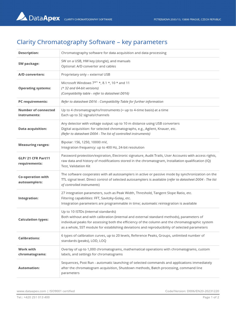 Clarity Chromatography Software Overview | PDF | Usb | Analog To ...