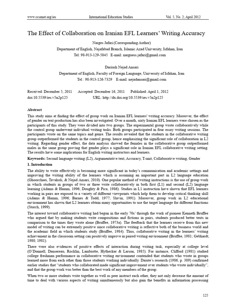Impact of Collaboration on EFL Writing | PDF | Second Language ...