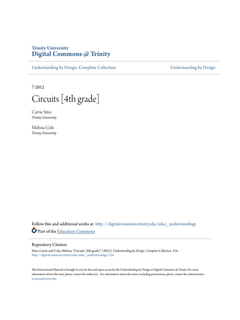 4th Grade Circuits Unit Plan | PDF | Insulator (Electricity) | Electricity