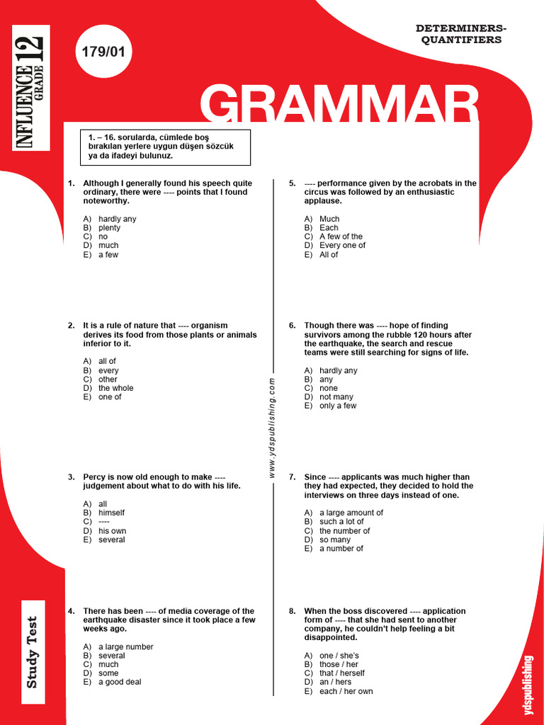 10 Influence 12 Determiners Quantifiers | PDF