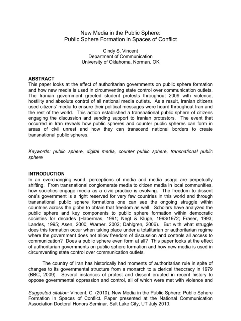 New - Media - in - The - Public - Sphere - Public - Sphere Formatio in ...