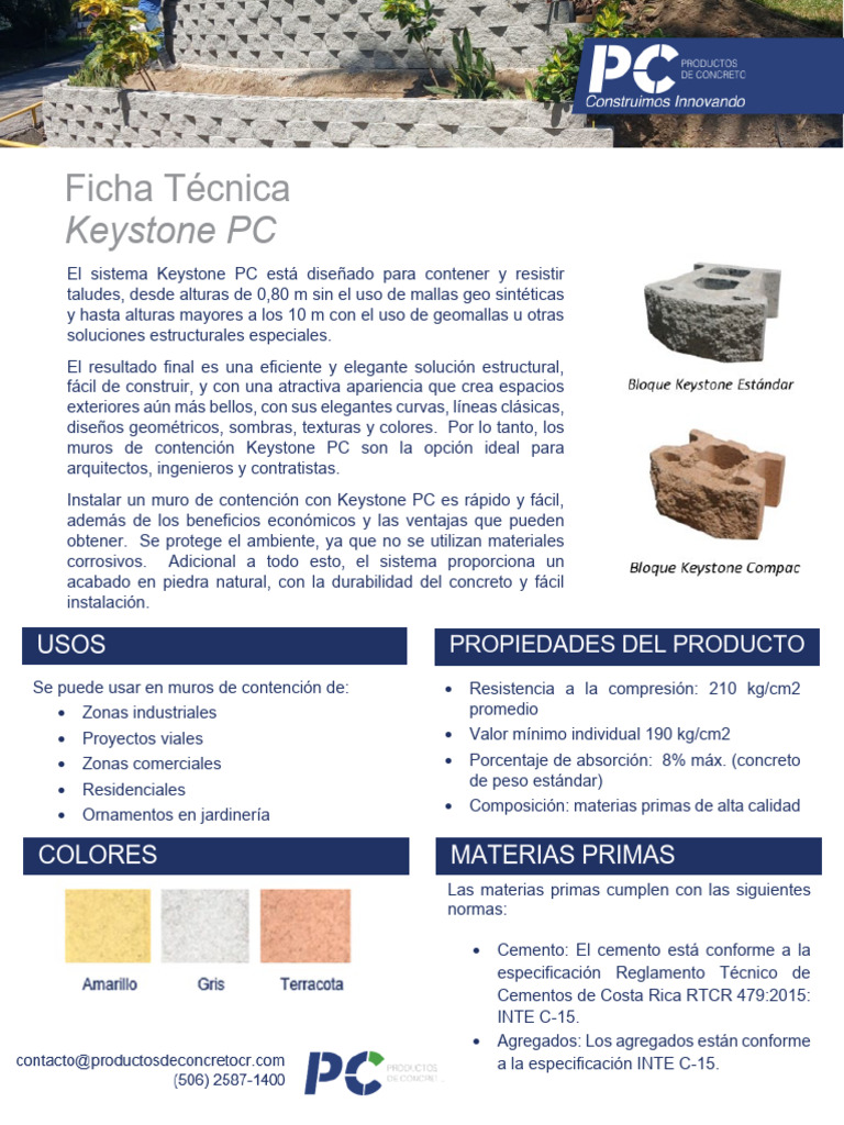 Muros de Contención Keystone PC: Eficiencia y Estilo | PDF | Hormigón ...