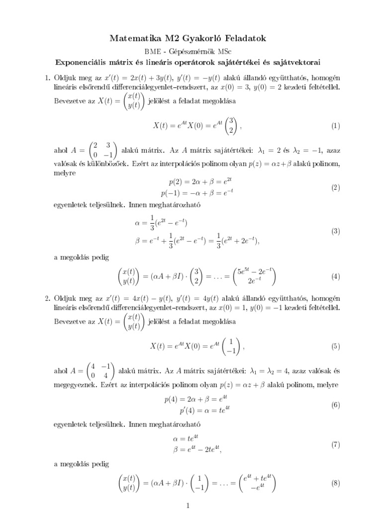 M2 Gyakorlas Exp Matrix | PDF