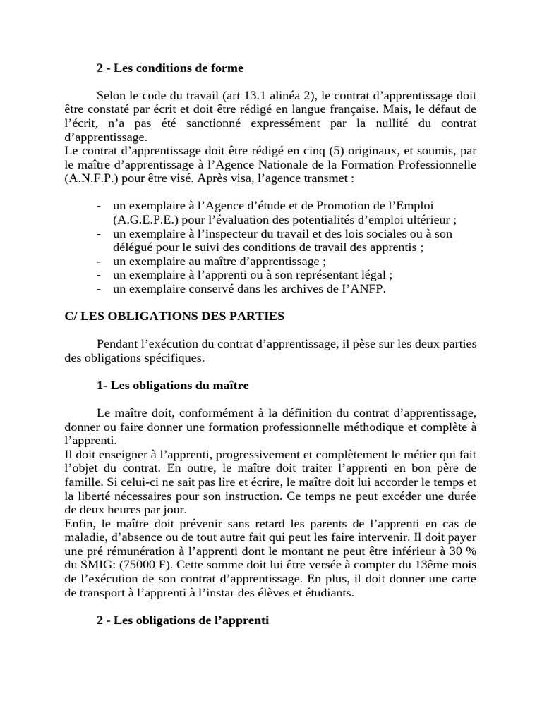 Conditions du contrat d'apprentissage | PDF | Business | Travail