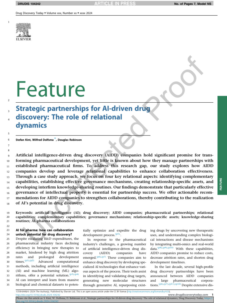 AI-Driven Drug Discovery Partnerships | PDF | Artificial Intelligence ...