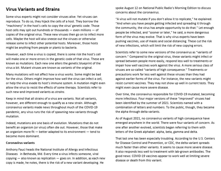 Understanding Virus Variants and Strains | PDF | Virus | Infection