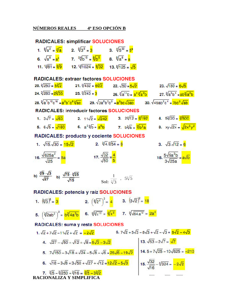 Repaso Radicales | PDF