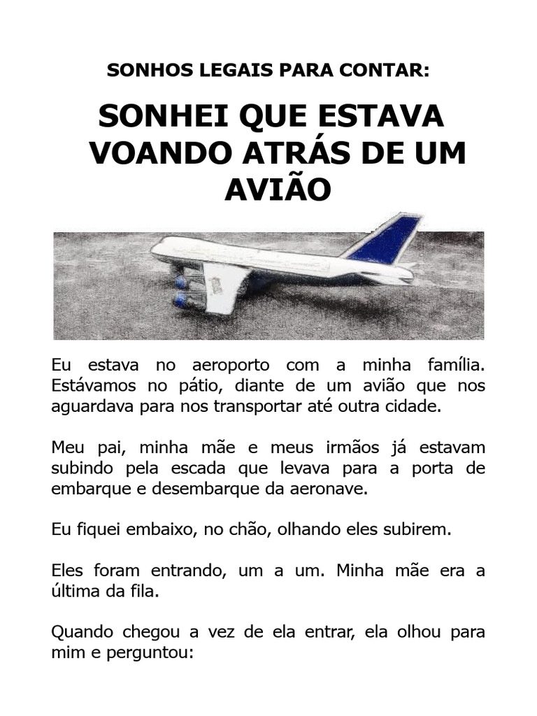 Sonhos Legais para Contar - Sonhei Que Estava Voando Atrás de Um Avião ...