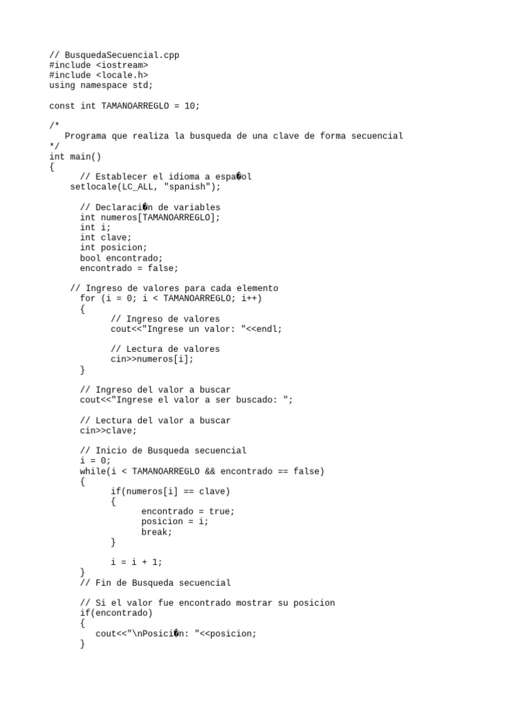 Búsqueda Secuencial en C++ | PDF | Informática