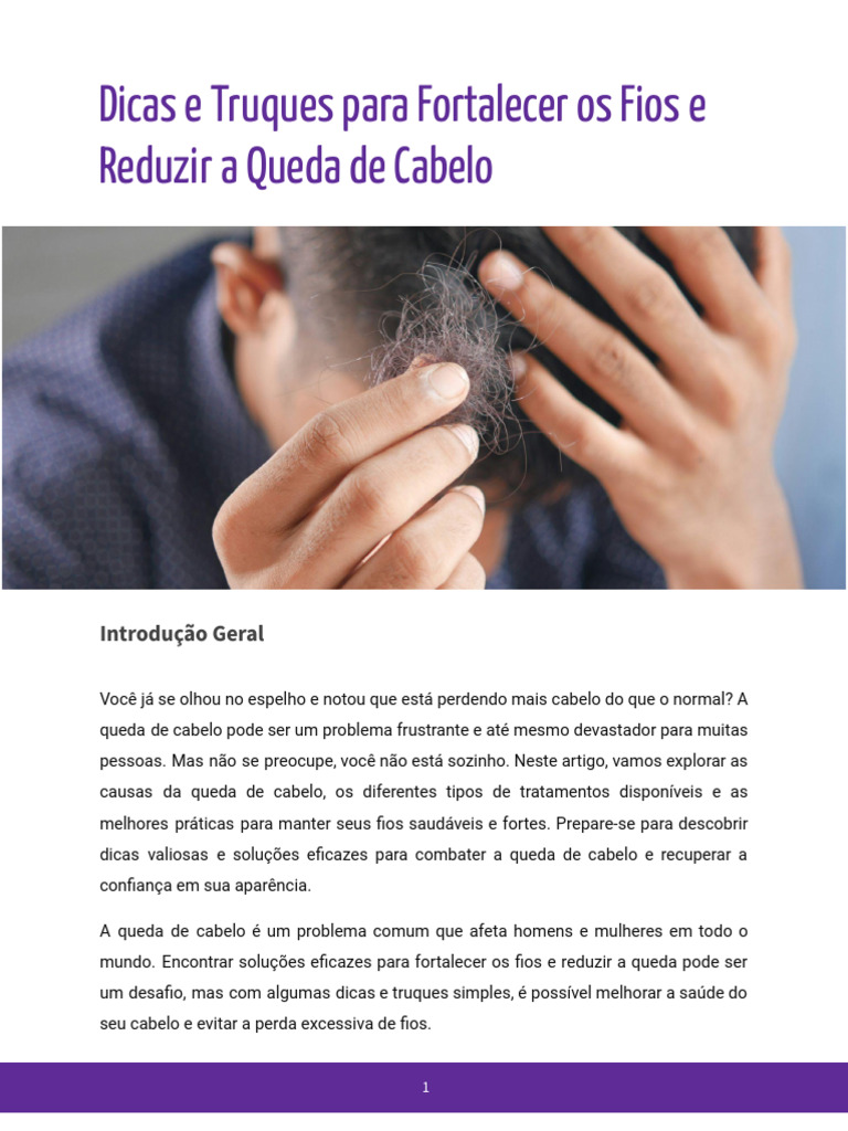 Dicas para Fortalecer e Reduzir Queda de Cabelo | PDF | Cabelo | Vitamina