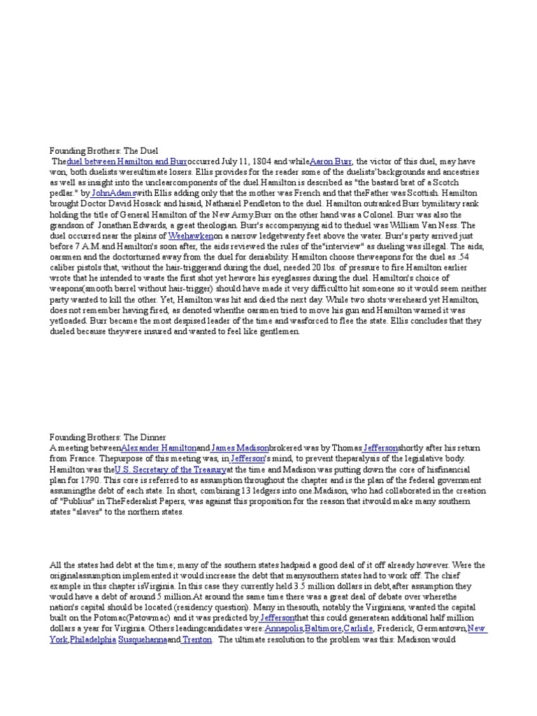 Founding Brothers: Key Events Summary | PDF | Thomas Jefferson | George ...