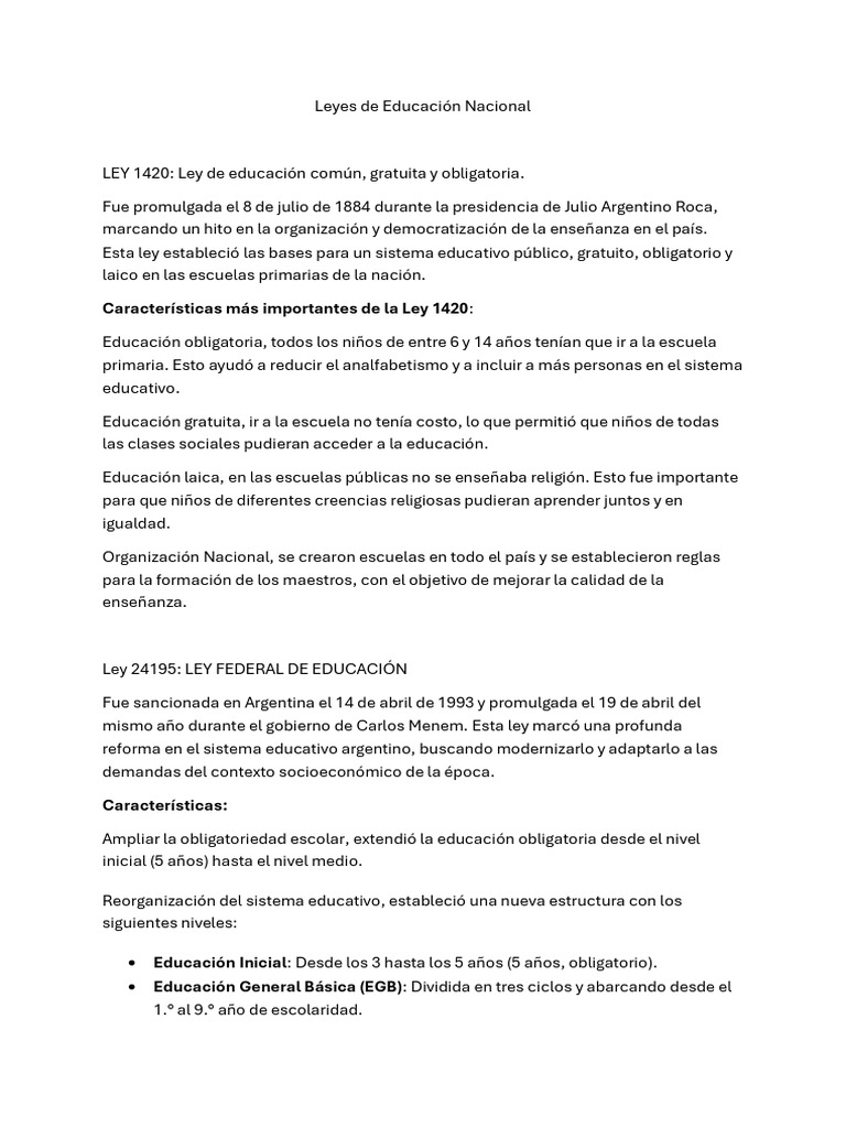 Leyes de Educación Nacional | PDF | Educación de la primera infancia ...