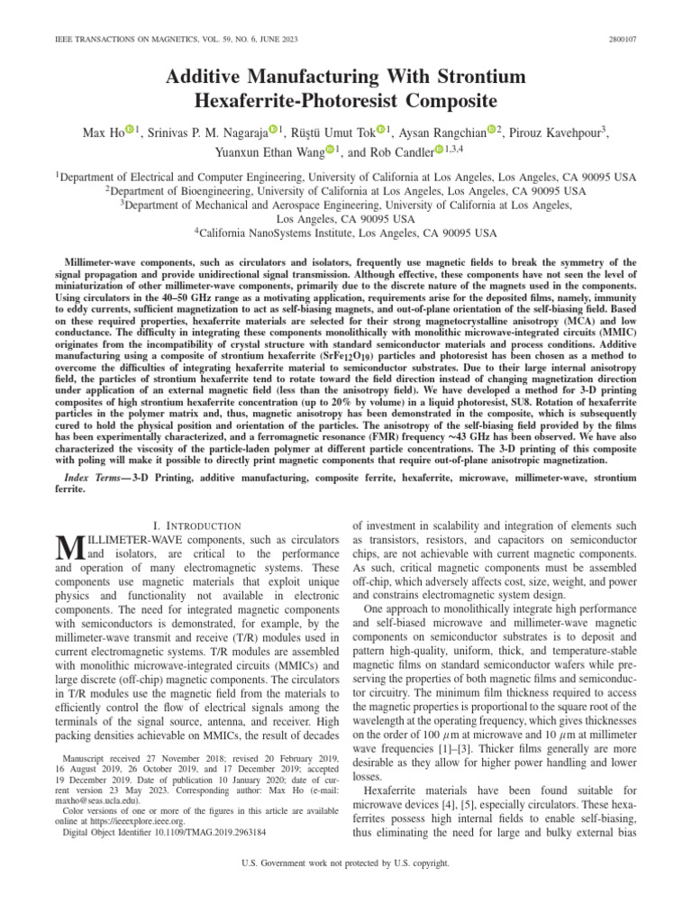Additive Manufacturing With Strontium Hexaferrite-Photoresist Composite ...