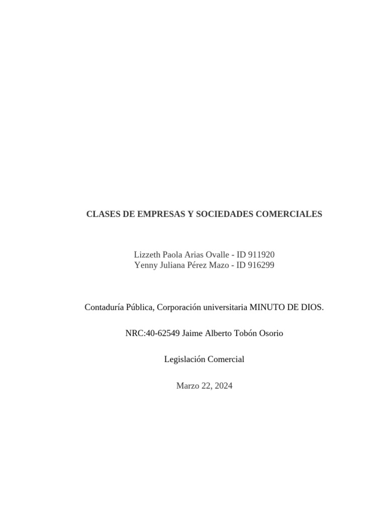 Act# 06 Clases de Empresas y Sociedades | PDF | Business | Sociedad