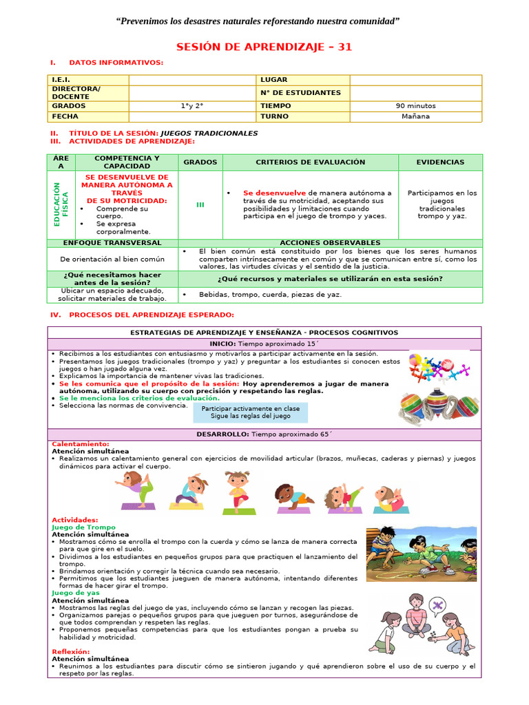 Juegos Tradicionales para Aprendizaje Infantil | PDF | Aprendizaje ...