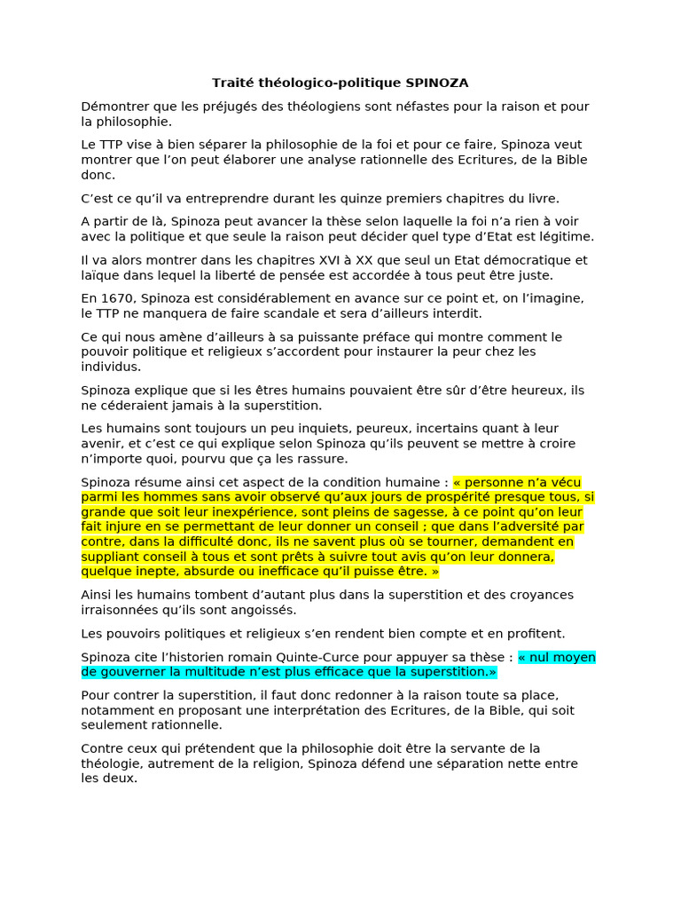 Séparation de la foi et de la raison | PDF | Baruch Spinoza | Dieu