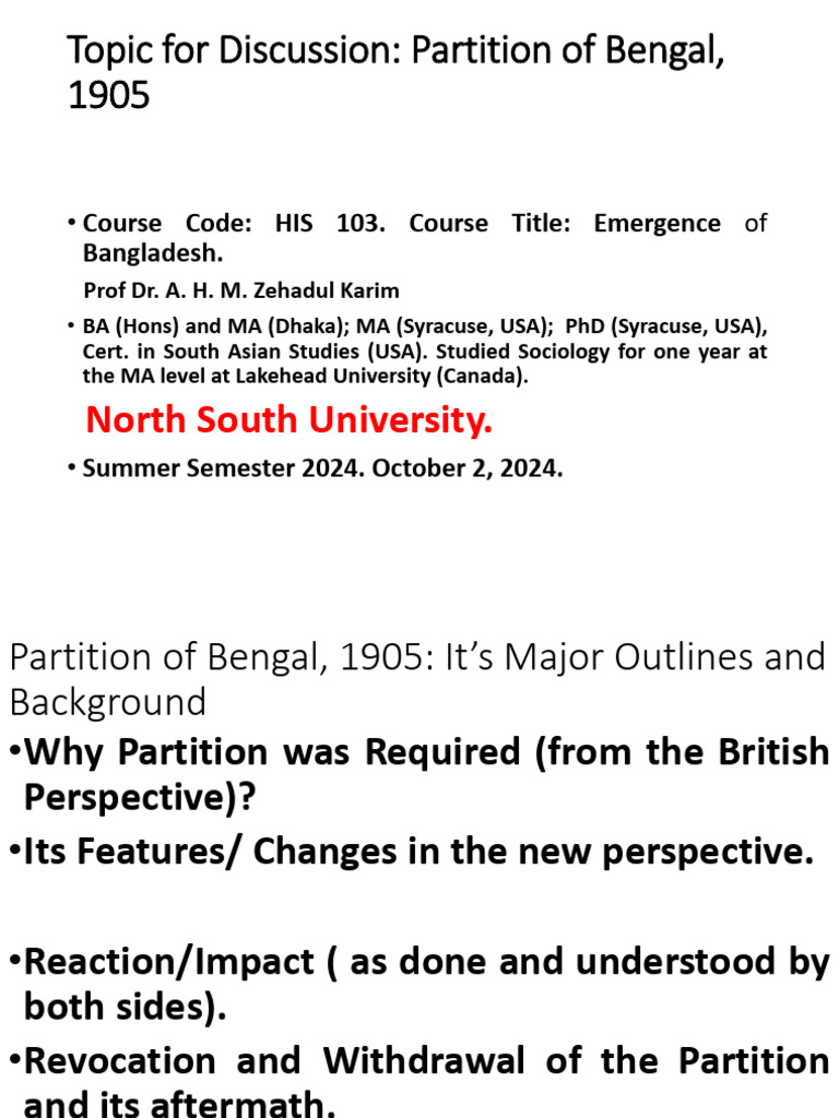Partition of Bengal 1905 11 | PDF | Partition Of India | Bengal