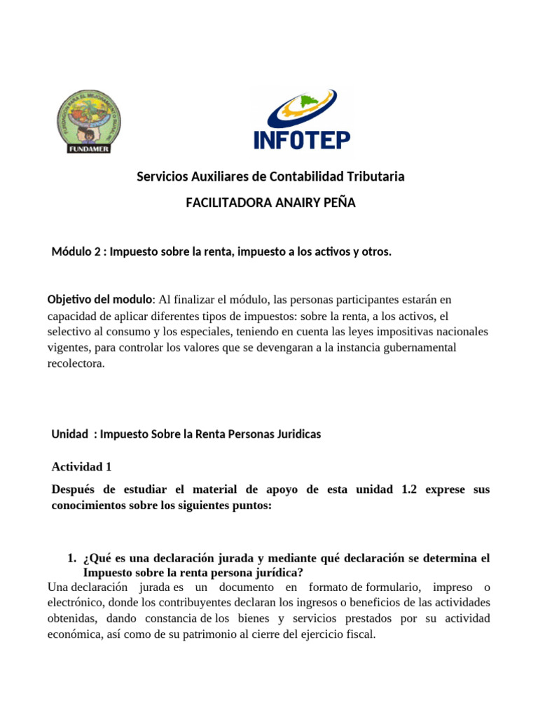 Impuestos sobre la Renta para Empresas | PDF | Impuesto sobre la renta ...