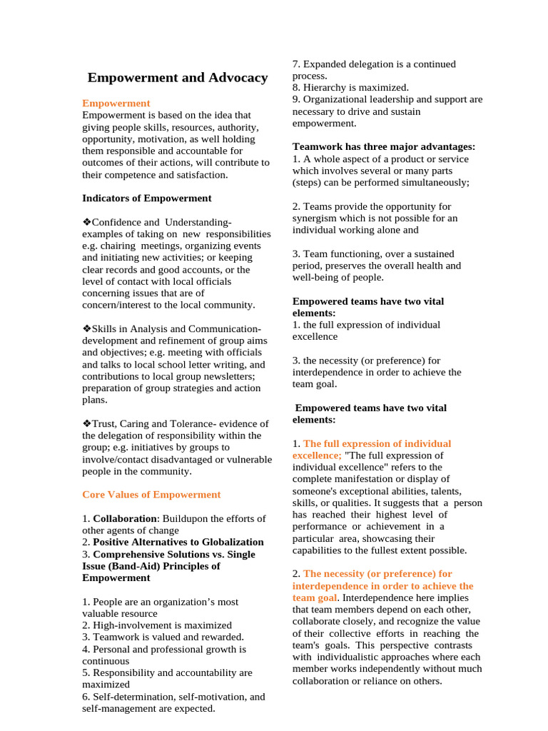 Empowerment and Advocacy | PDF | Citizenship | Empowerment