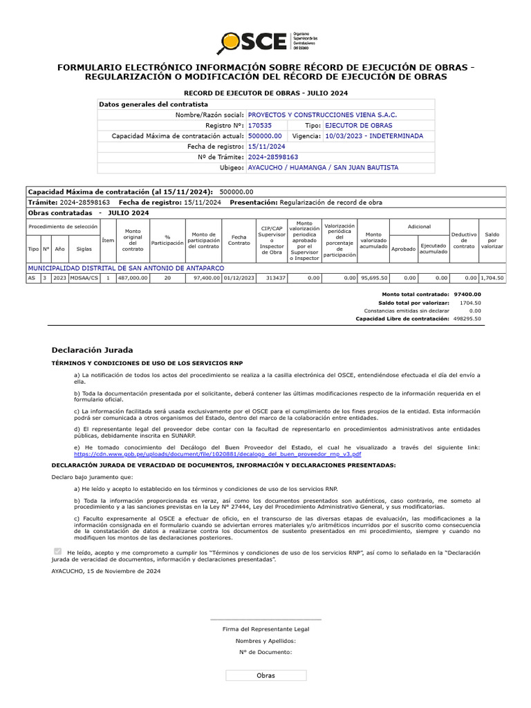 Registro de Ejecutor de Obras 2024 | PDF