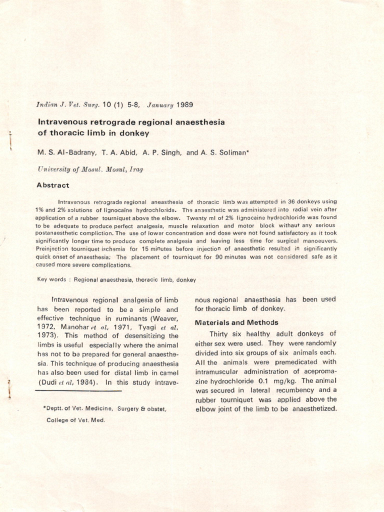 10-Intravenous Retrograde Regional Anesthesia | PDF