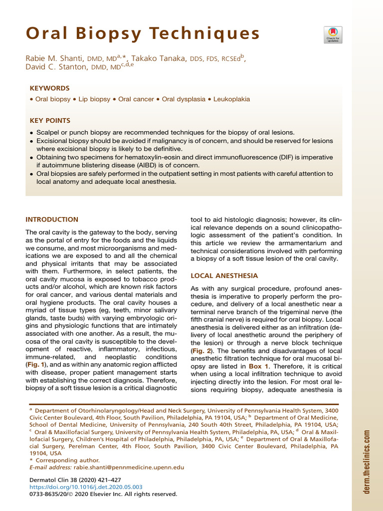 22 - Oral Biopsy Techniques | PDF | Biopsy | Cytopathology