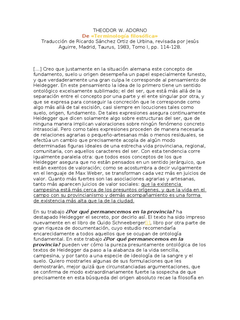 Adorno Heidegger PDF Martin Heidegger Verdad