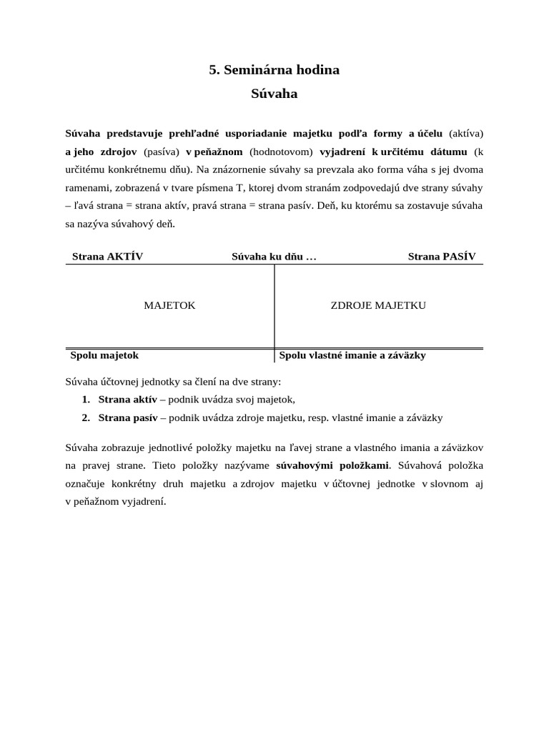 Účtovníctvo - SÚVAHA | PDF