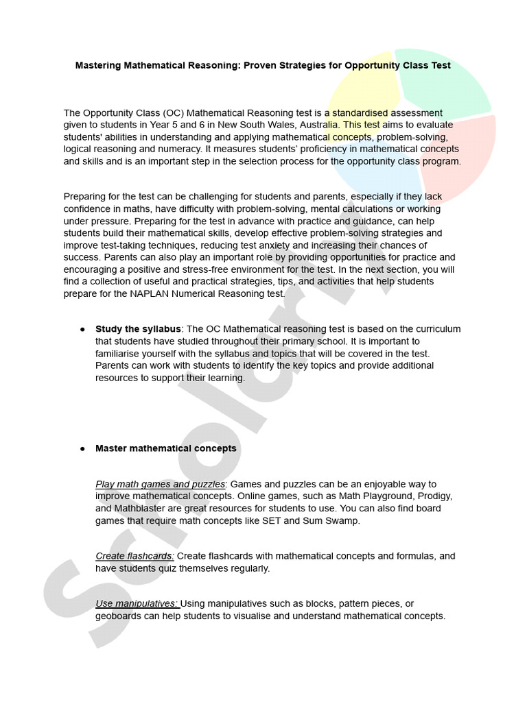 OC Math Test Prep Strategies Guide | PDF | Mathematics