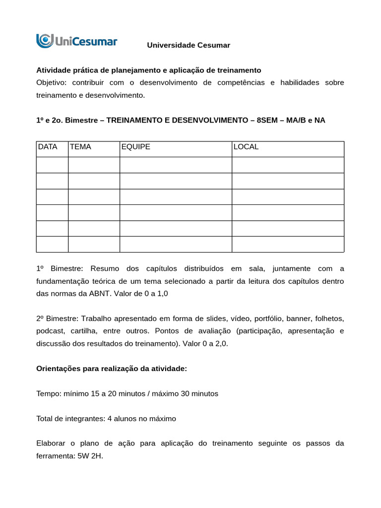 Treinamento e Desenvolvimento na Cesumar | PDF | Negócios