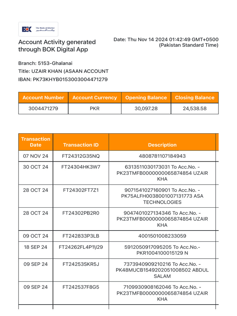 BOK Digital App Account Activity Report | PDF | Financial Services