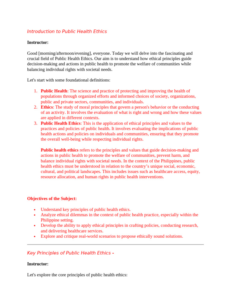 Public Health Ethics in the Philippines | PDF | Public Health | Medical ...
