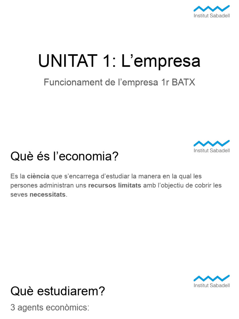 Unitat 1 - L'empresa o | PDF