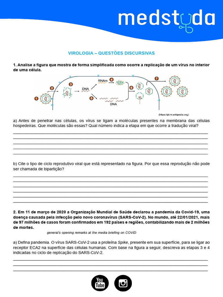Questões Discursivas sobre Vírus no Ensino Médio | PDF | Vírus | Organismos