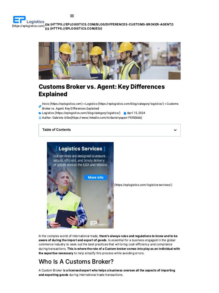 Customs Broker vs. Agent Explained | PDF | Customs | U.S. Customs And ...