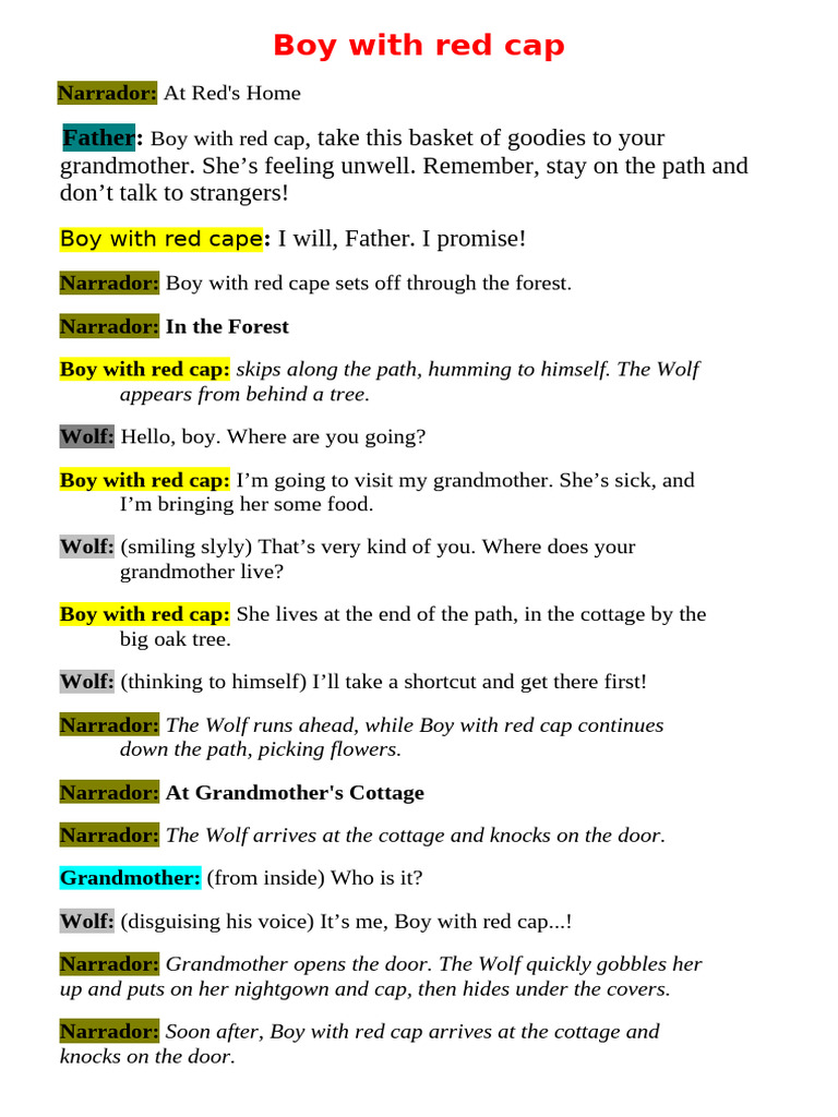 Boy With Red Cap | PDF | Little Red Riding Hood