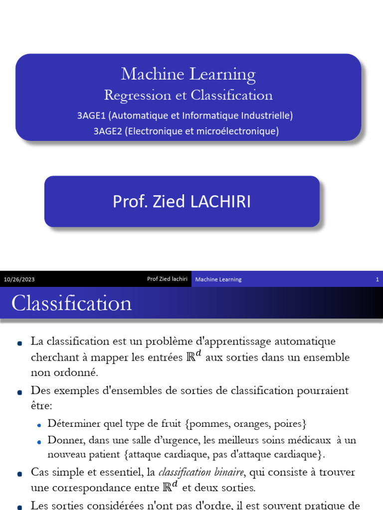 ML Lect2 2023 2024 Classification Résumé2 | PDF | Apprentissage ...