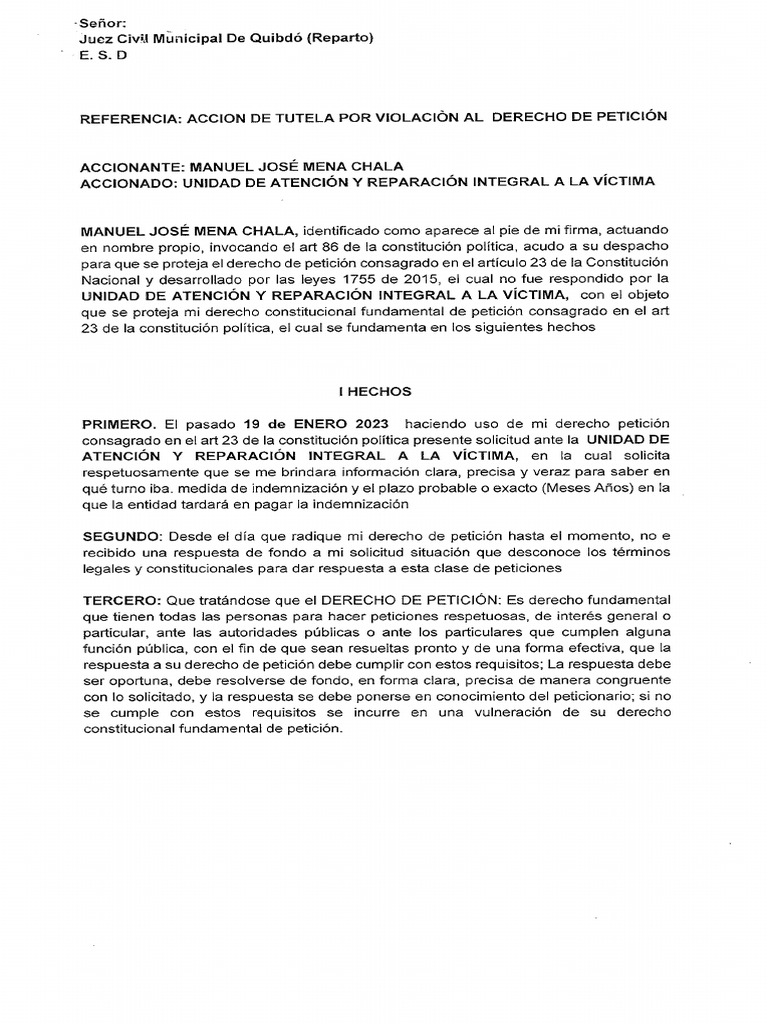 Acción de Tutela | PDF